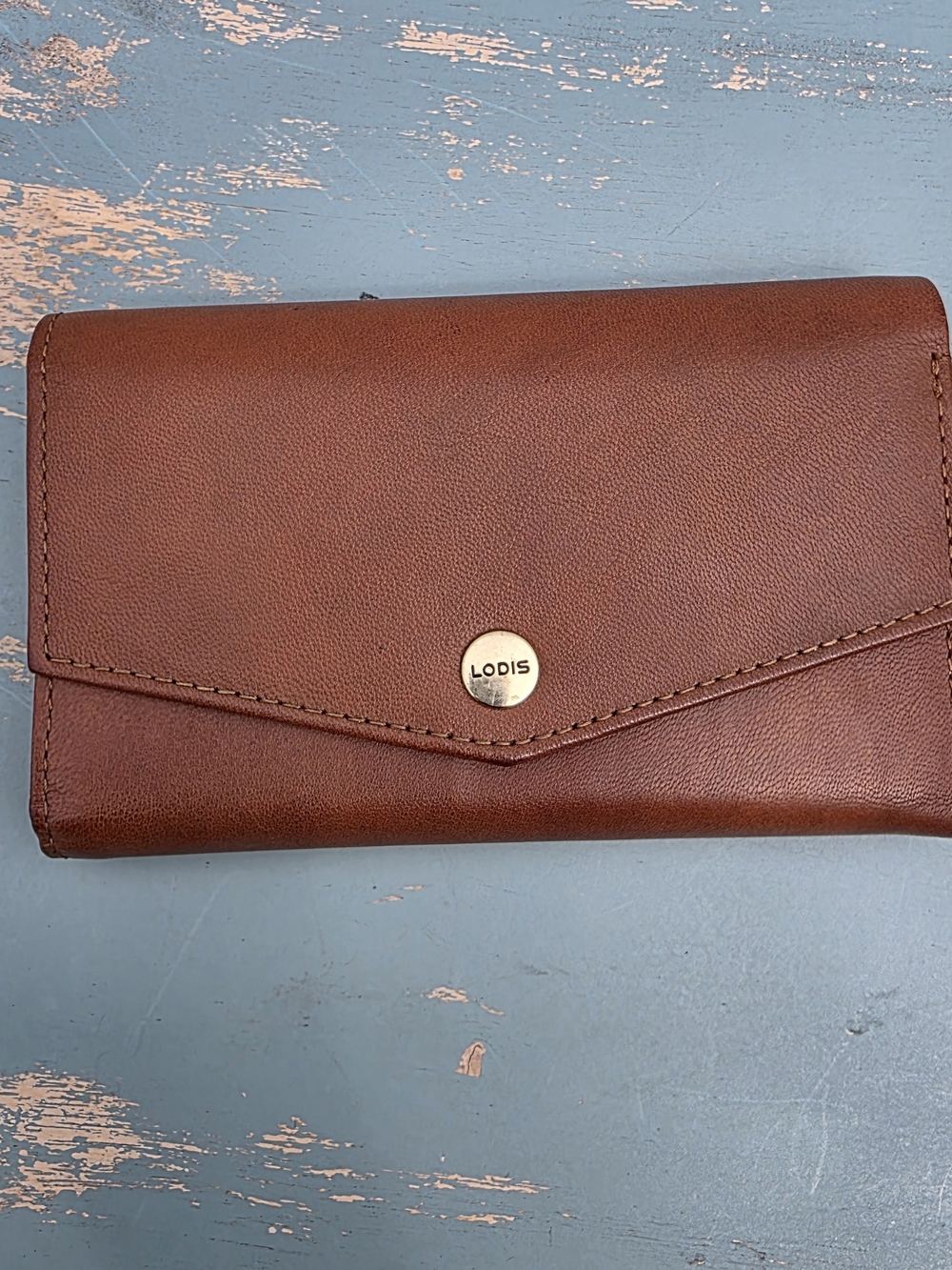 Lodis Genuine Leather Brown Trifold Wallet Organizer